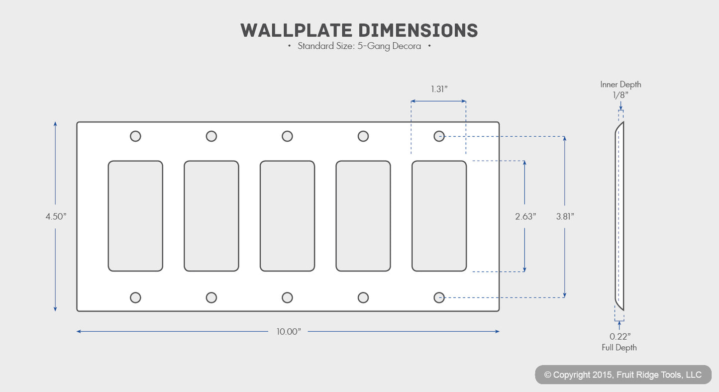 Eagle 2165W White 5-Gang Decorator GFCI GFI Plastic Standard Wallplate Cover