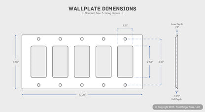 Eagle 2165W White 5-Gang Decorator GFCI GFI Plastic Standard Wallplate Cover