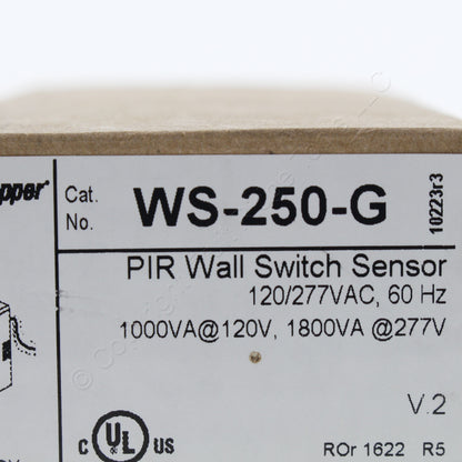 WattStopper WS-250-G Gray PIR Wall Switch Sensor Control 1000VA 120V 1800VA 277V