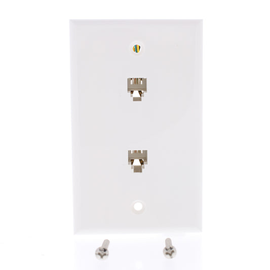 Zenith White Dual Telephone LandLine Jack Wallplate Cover TW1002DW