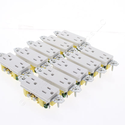 10pcs Hubbell White Tamper Resistant Decorator Receptacles 15A RRD15KWTR No Ears