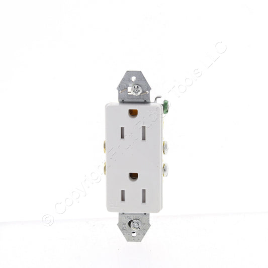 10pcs Hubbell White Tamper Resistant Decorator Receptacles 15A RRD15KWTR No Ears